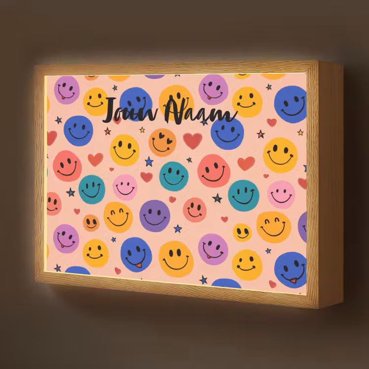 Smileys - Kleurrijk - Hartjes Light Box met batterij (Wandlamp kind) middel -z3d_website