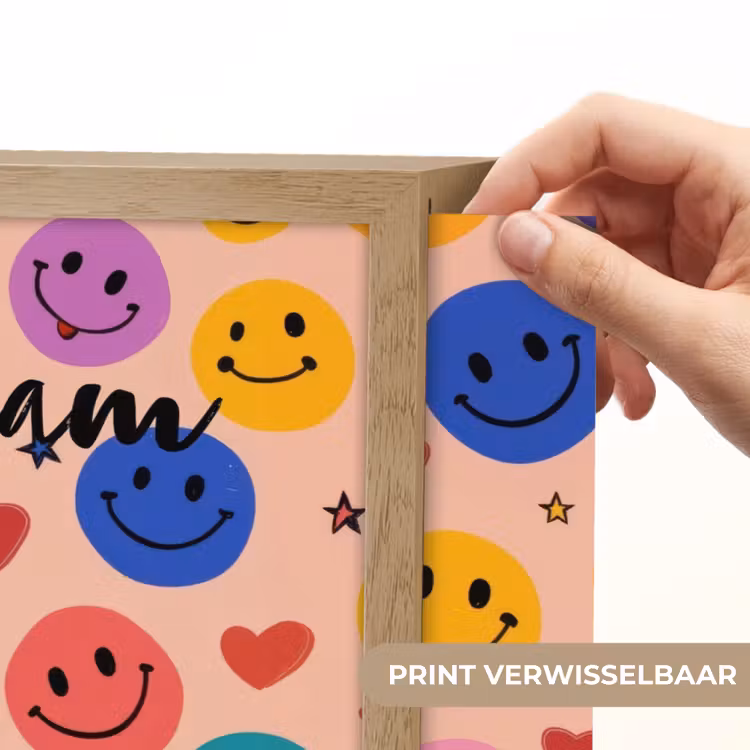 Smileys - Kleurrijk - Hartjes Light Box met batterij (Wandlamp kind) middel -USP_websiteprintNL