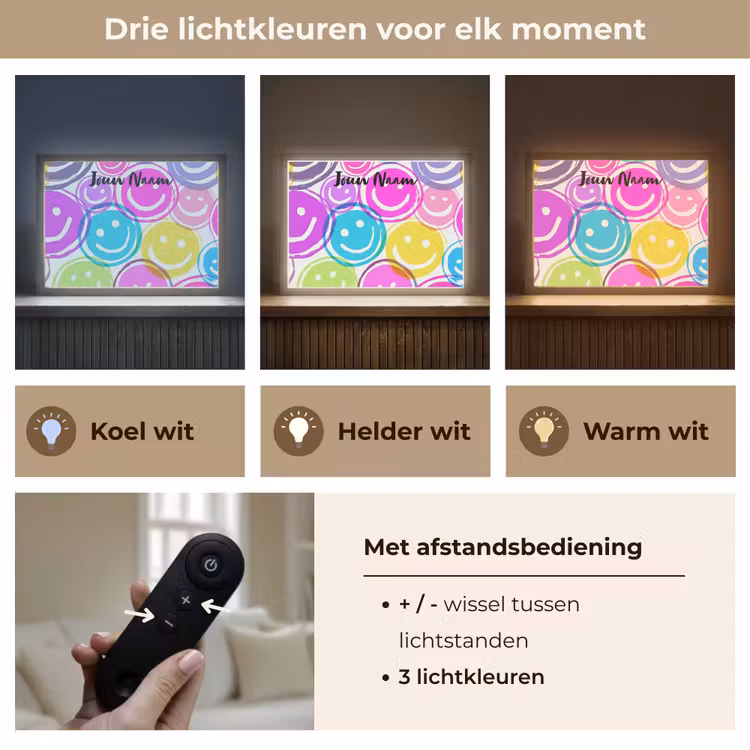 Smileys - Kleurrijk - Neon Light Box met batterij (Wandlamp kind) middel -USP_lichtkleurNL