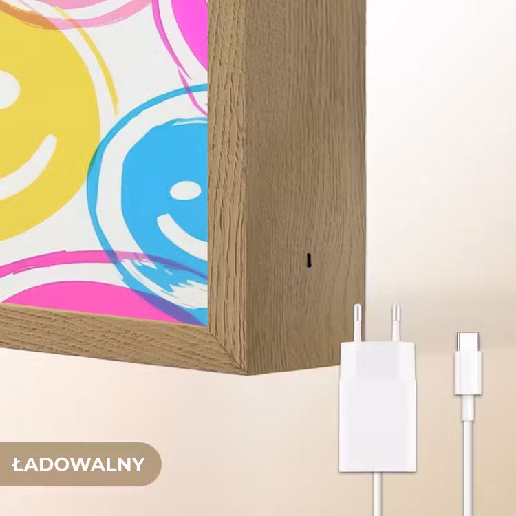 Smileys - Kleurrijk - Neon Light Box met batterij (Wandlamp kind) middel -USP_websiteoplaadbaarNL