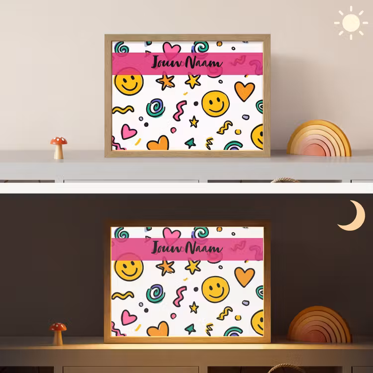 Smileys - Pictogrammen - Kleurrijk Light Box met batterij (Wandlamp kind) middel -sfeer3_kind