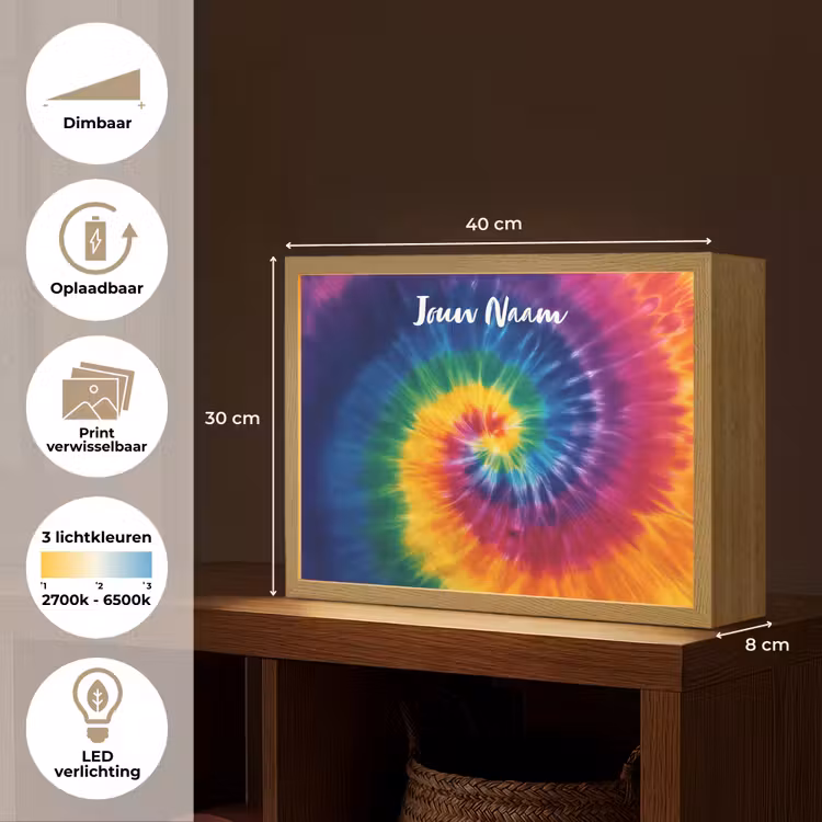 Spiraal - Regenboog - Kleurrijk Light Box met batterij (Wandlamp kind) middel -USP_websiteoverzichtNL