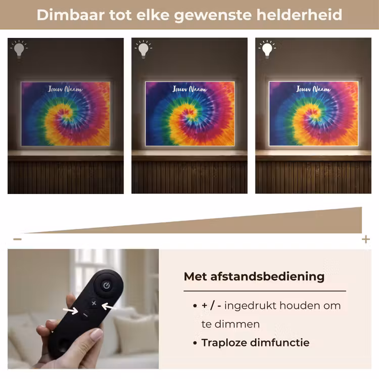 Spiraal - Regenboog - Kleurrijk Light Box met batterij (Wandlamp kind) middel -USP_dimbaarNL