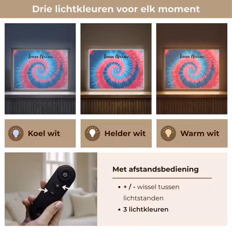 Spiraal - Roze - Blauw Light Box met batterij (Wandlamp kind) middel -USP_lichtkleurNL
