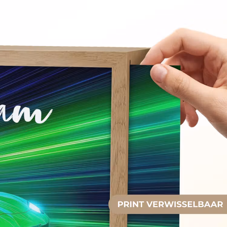 Sportauto - Groen - Snelheidslijnen - Neon Light Box met batterij (Wandlamp kind) middel -USP_websiteprintNL