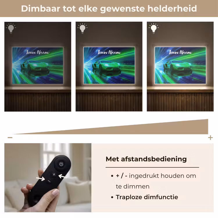 Sportauto - Groen - Snelheidslijnen - Neon Light Box met batterij (Wandlamp kind) middel -USP_dimbaarNL