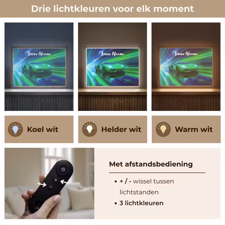 Sportauto - Groen - Snelheidslijnen - Neon Light Box met batterij (Wandlamp kind) middel -USP_lichtkleurNL