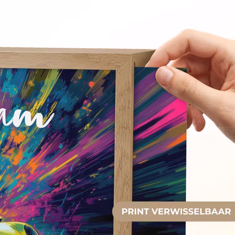 Sportauto - Groen - Verfstrepen - Kleuren Light Box met batterij (Wandlamp kind) middel -USP_websiteprintNL