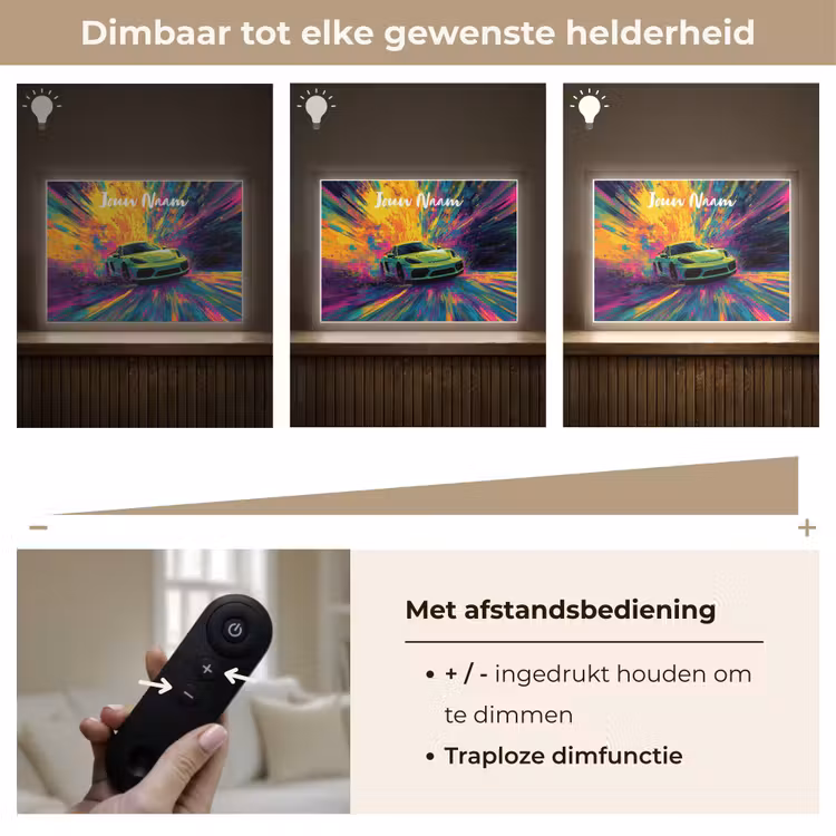 Sportauto - Groen - Verfstrepen - Kleuren Light Box met batterij (Wandlamp kind) middel -USP_dimbaarNL