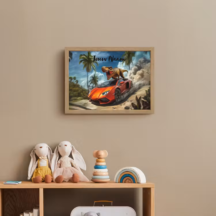Sportauto - Rood - Dino Light Box met batterij (Wandlamp kind) middel -sfeer2_kind