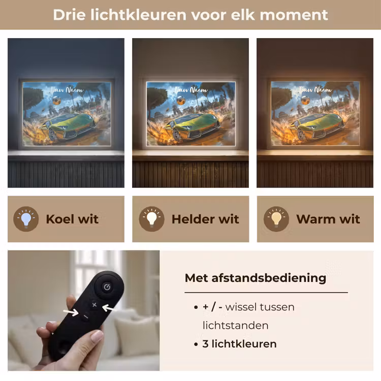 Sportwagen - Groen - Voetbal Light Box met batterij (Wandlamp kind) middel -USP_lichtkleurNL