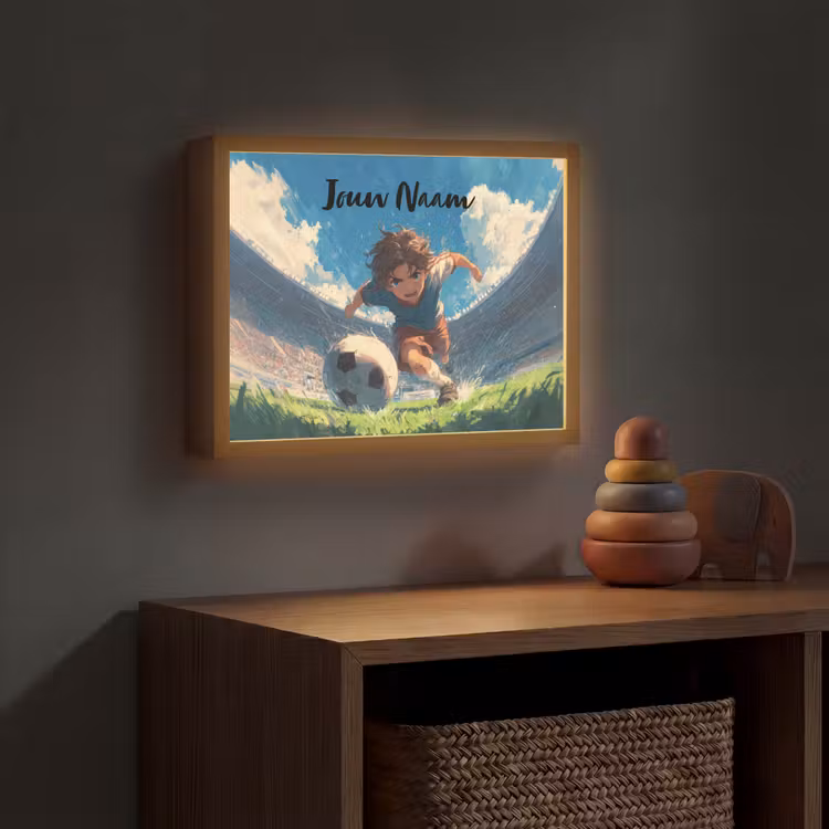 Stadion - Voetbal - Jongen Light Box met batterij (Wandlamp kind) middel -sfeer5_kind