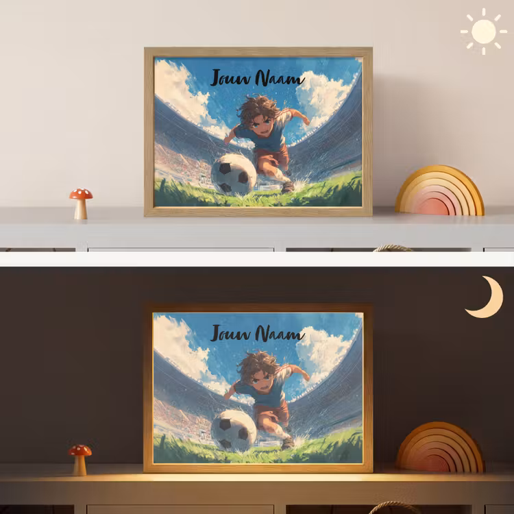 Stadion - Voetbal - Jongen Light Box met batterij (Wandlamp kind) middel -sfeer3_kind
