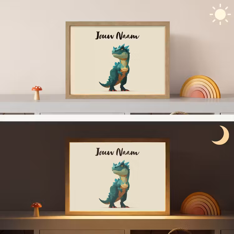 Stekels - Dino - Blauw - Gespierd Light Box met batterij (Wandlamp kind) middel -sfeer3_kind