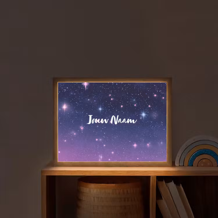 Sterren - Galaxy - Blauw - Roze Light Box met batterij (Wandlamp kind) middel -sfeer1_kind