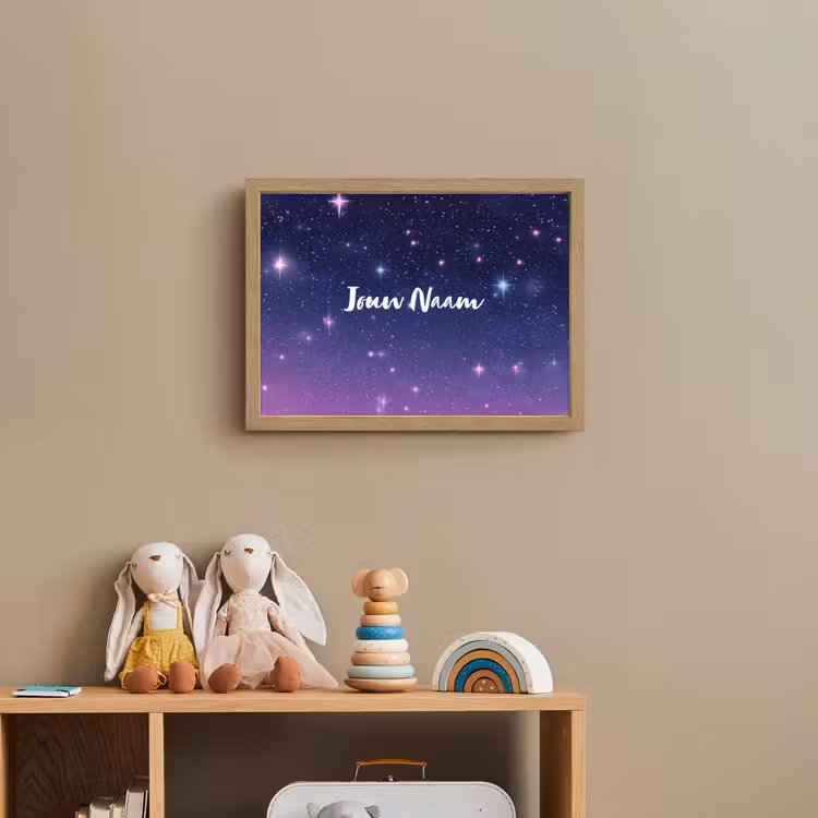 Sterren - Galaxy - Blauw - Roze Light Box met batterij (Wandlamp kind) middel -sfeer2_kind