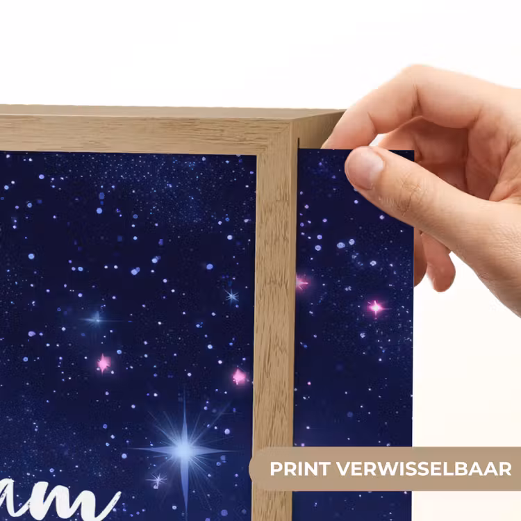 Sterren - Galaxy - Blauw - Roze Light Box met batterij (Wandlamp kind) middel -USP_websiteprintNL