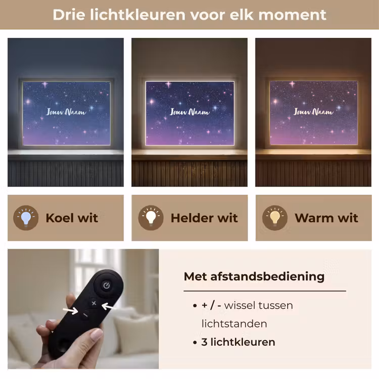 Sterren - Galaxy - Blauw - Roze Light Box met batterij (Wandlamp kind) middel -USP_lichtkleurNL
