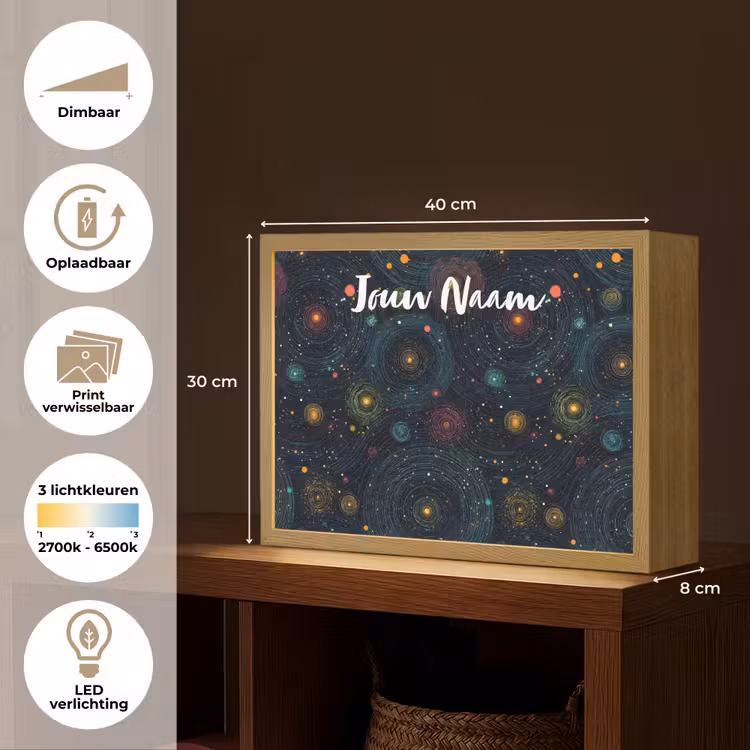 Sterren - Kleurrijk - Lichtgevende kernen Light Box met batterij (Wandlamp kind) middel -USP_websiteoverzichtNL