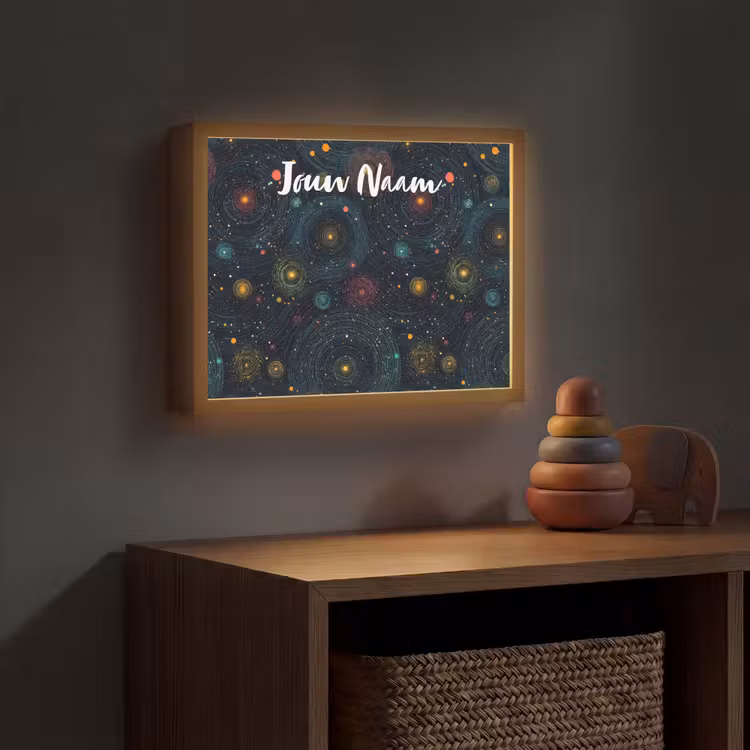 Sterren - Kleurrijk - Lichtgevende kernen Light Box met batterij (Wandlamp kind) middel -sfeer5_kind