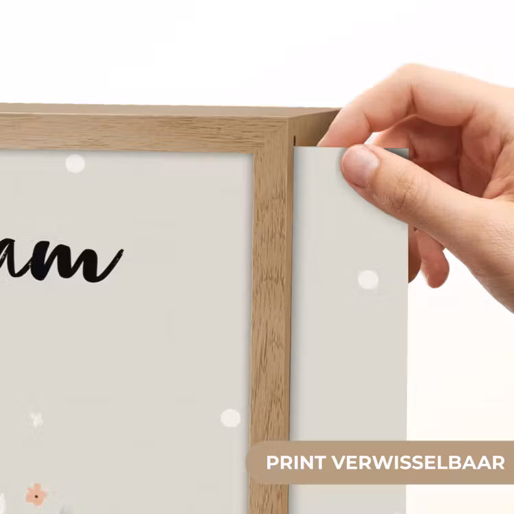 Stippen - Eenhoorn - Minimalistisch - Bloemen Light Box met batterij (Wandlamp kind) middel -USP_websiteprintNL