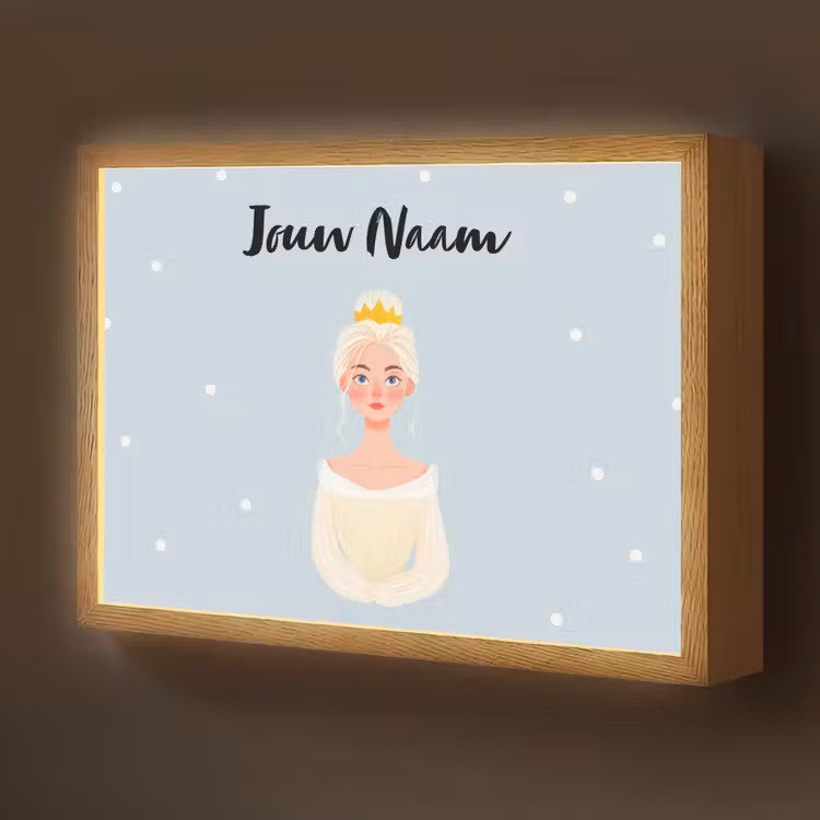 Stippen - Prinses - Kroon - Blond Light Box met batterij (Wandlamp kind) middel -z3d_website