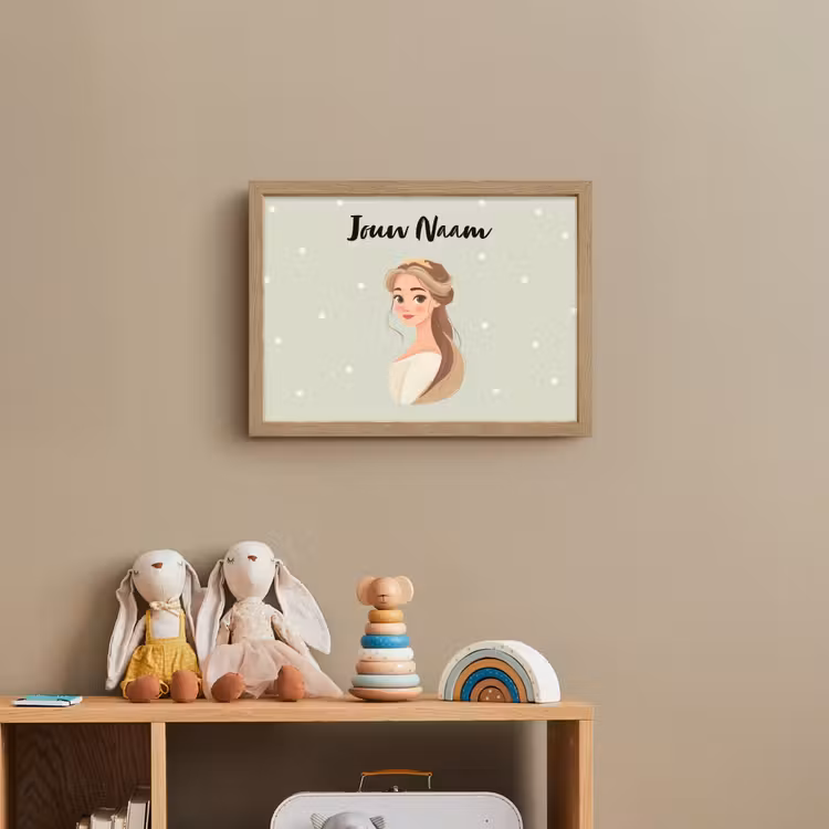 Stippen - Prinses - Kroon - Haar Light Box met batterij (Wandlamp kind) middel -sfeer2_kind