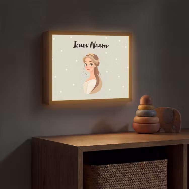 Stippen - Prinses - Kroon - Haar Light Box met batterij (Wandlamp kind) middel -sfeer5_kind