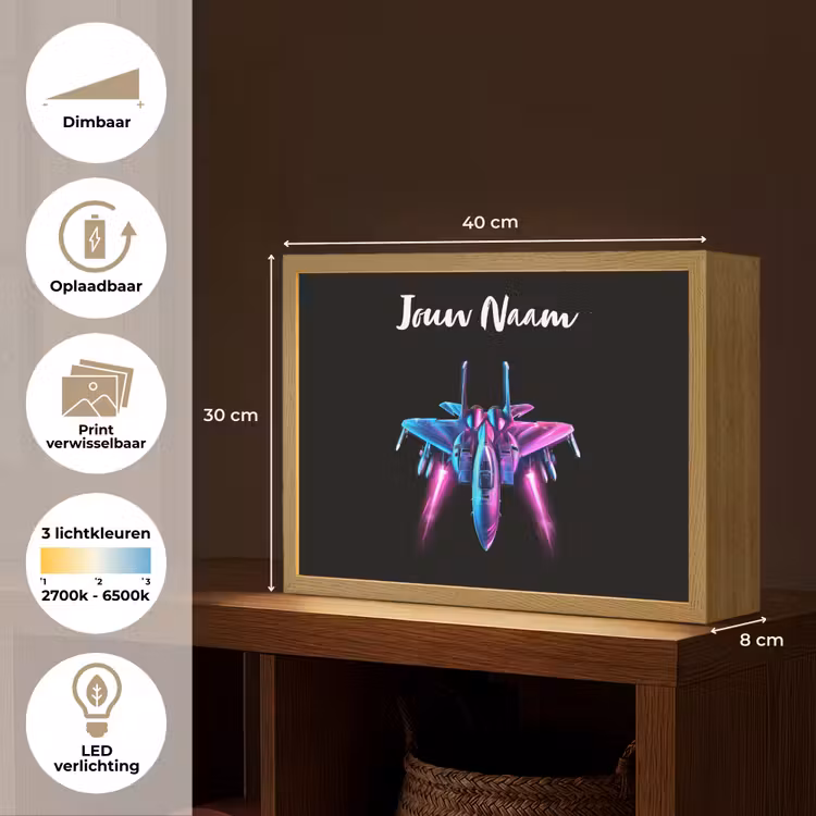 Straaljager - Blauw - Kleuren - Jongens - Zwart Light Box met batterij (Wandlamp kind) middel -USP_websiteoverzichtNL
