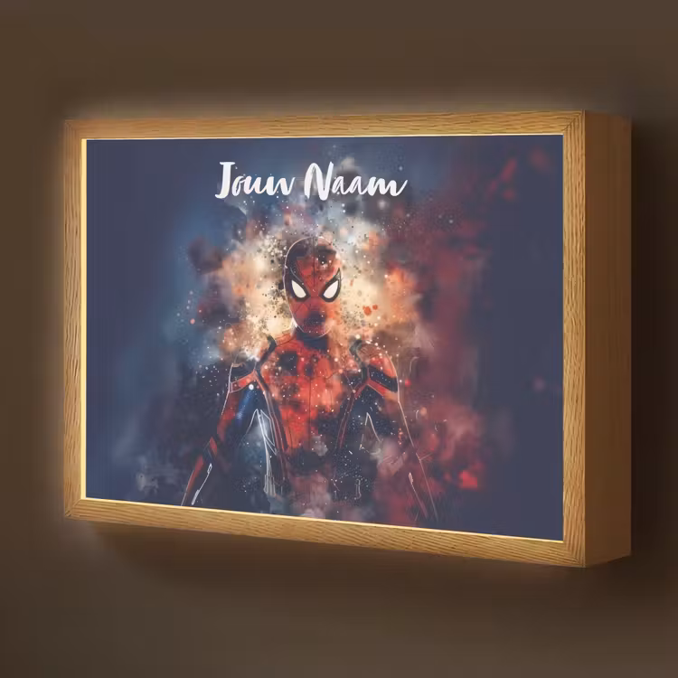 Superheld - Jongens - Rook - Kleuren Light Box met batterij (Wandlamp kind) middel -z3d_website