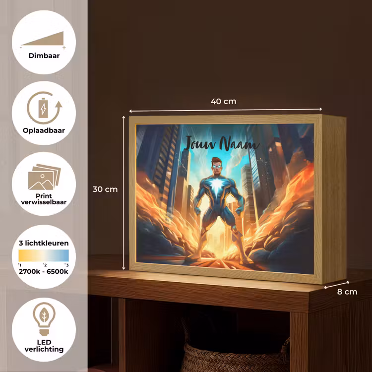 Superhelden - Kinderen - Jongens Light Box met batterij (Wandlamp kind) middel -USP_websiteoverzichtNL