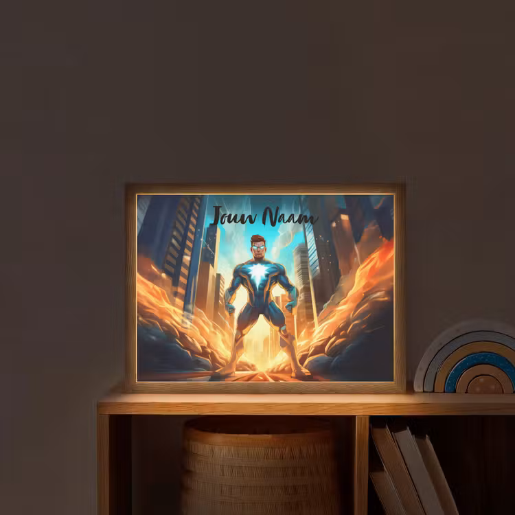 Superhelden - Kinderen - Jongens Light Box met batterij (Wandlamp kind) middel -sfeer1_kind