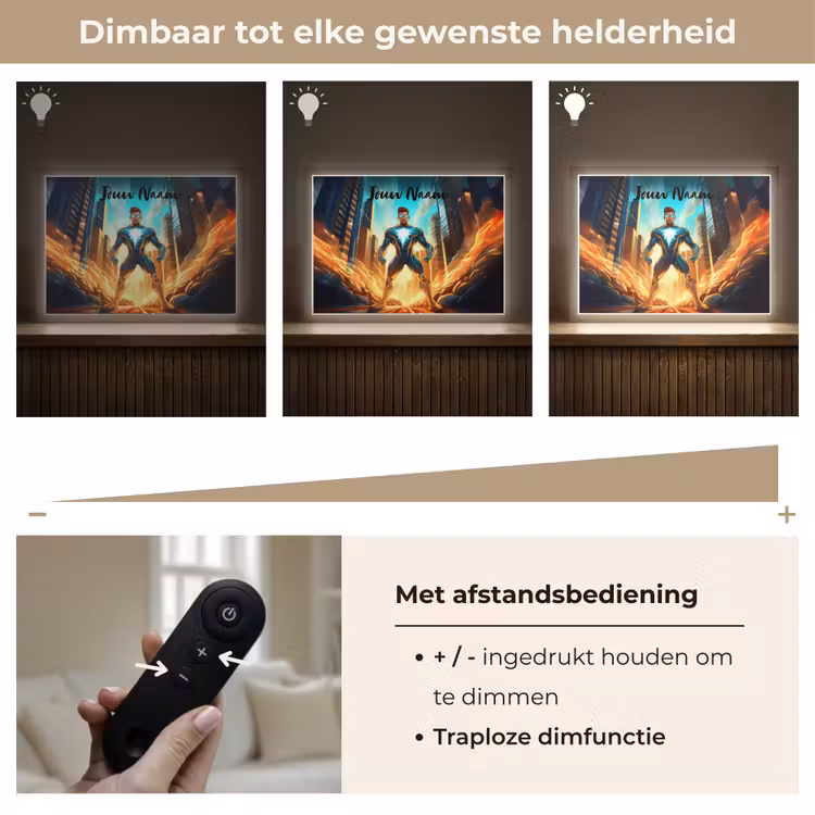 Superhelden - Kinderen - Jongens Light Box met batterij (Wandlamp kind) middel -USP_dimbaarNL