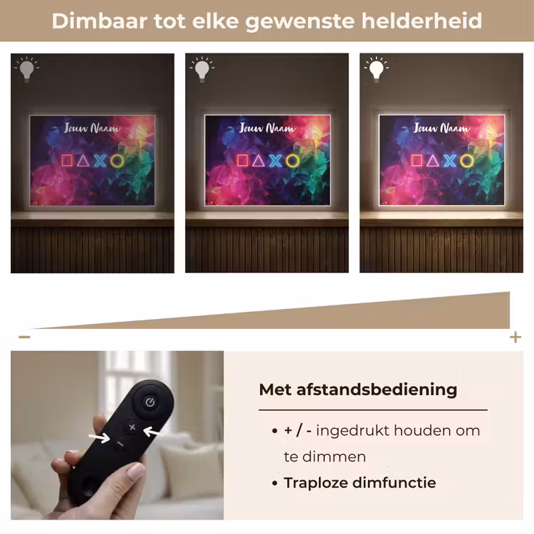 Symbolen - Game - Kleurrijk Light Box met batterij (Wandlamp kind) middel -USP_dimbaarNL