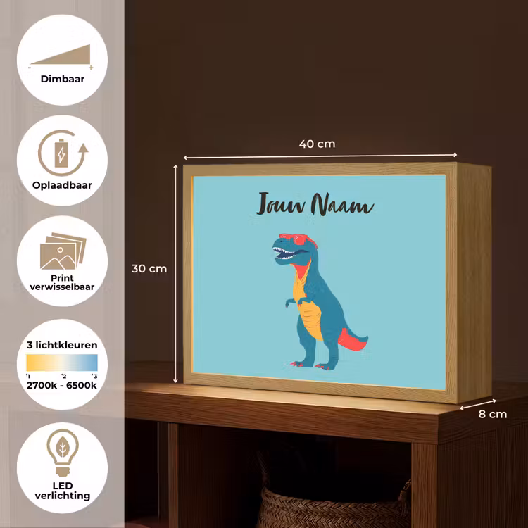 T-Rex - Zonnebril - Blauw - Glimlach Light Box met batterij (Wandlamp kind) middel -USP_websiteoverzichtNL