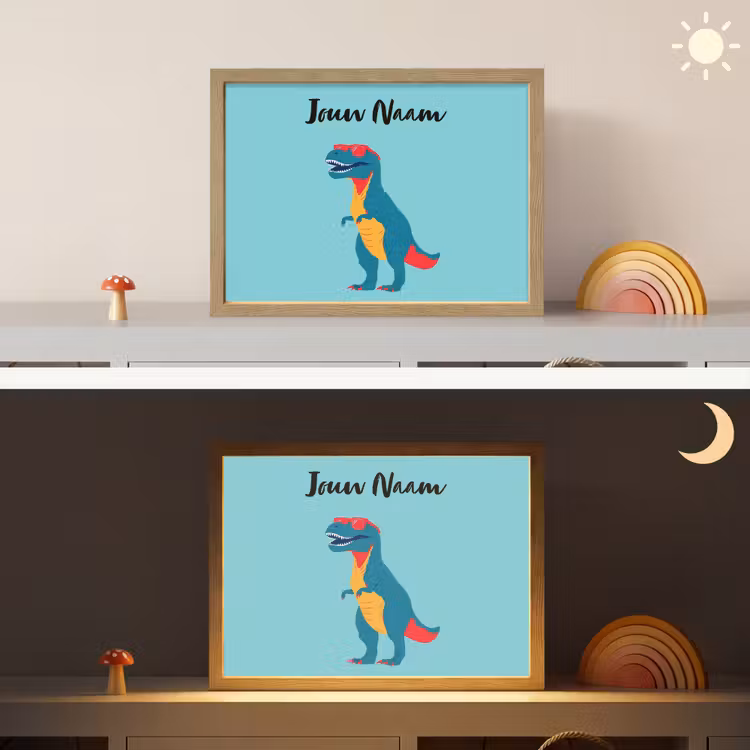 T-Rex - Zonnebril - Blauw - Glimlach Light Box met batterij (Wandlamp kind) middel -sfeer3_kind