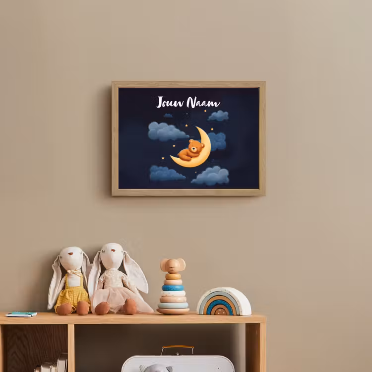 Teddybeer - Maan - Wolken - Sterren Light Box met batterij (Wandlamp kind) middel -sfeer2_kind