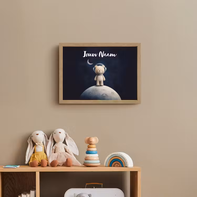 Teddybeer - Ruimtehelm - Maan - Sterren Light Box met batterij (Wandlamp kind) middel -sfeer2_kind