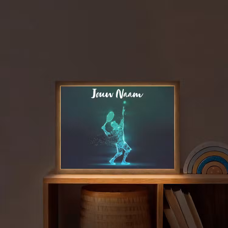 Tennis - Futuristisch - Sport - Neon Light Box met batterij (Wandlamp kind) middel -sfeer1_kind