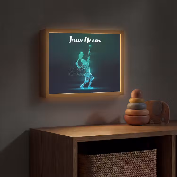 Tennis - Futuristisch - Sport - Neon Light Box met batterij (Wandlamp kind) middel -sfeer5_kind