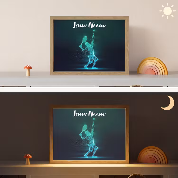Tennis - Futuristisch - Sport - Neon Light Box met batterij (Wandlamp kind) middel -sfeer3_kind
