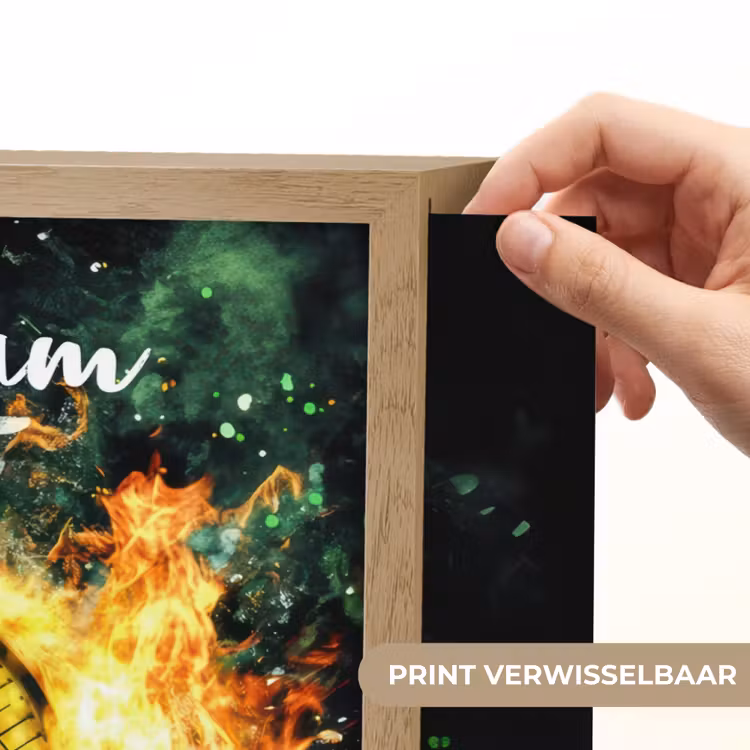 Tennis - Racket - Vuur - Groen Light Box met batterij (Wandlamp kind) middel -USP_websiteprintNL