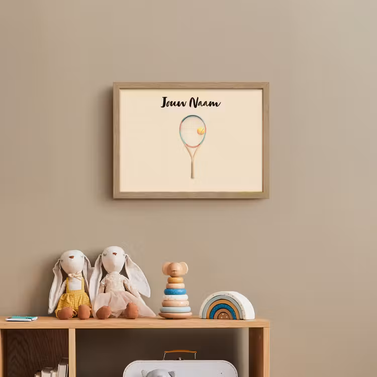 Tennisracket - Bal - Beige Light Box met batterij (Wandlamp kind) middel -sfeer2_kind