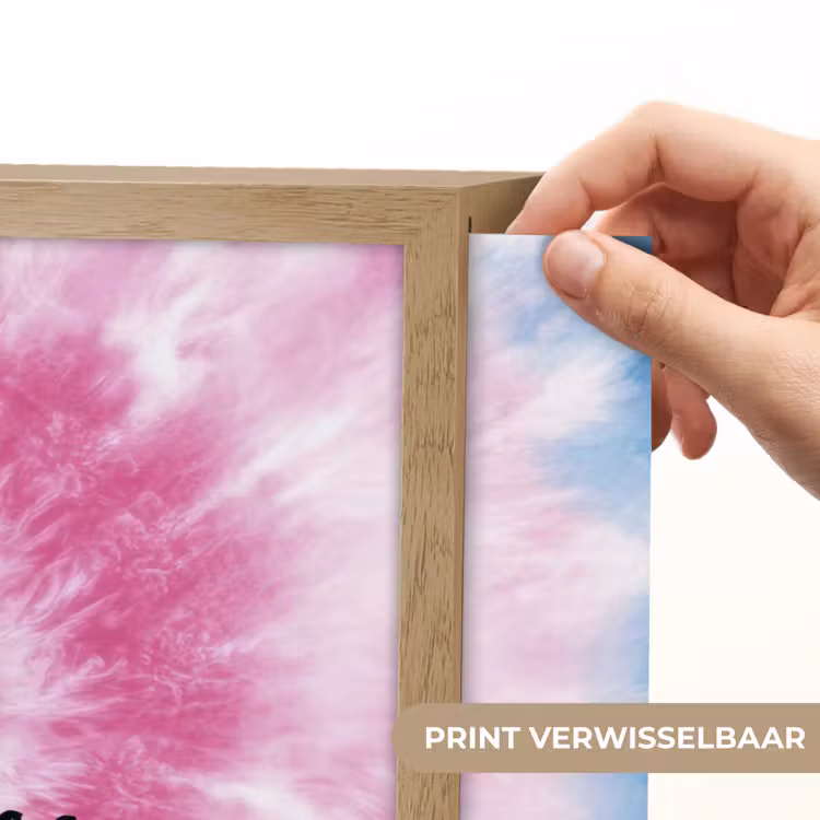 Tie dye - Abstract - Blauw - Roze Light Box met batterij (Wandlamp kind) middel -USP_websiteprintNL