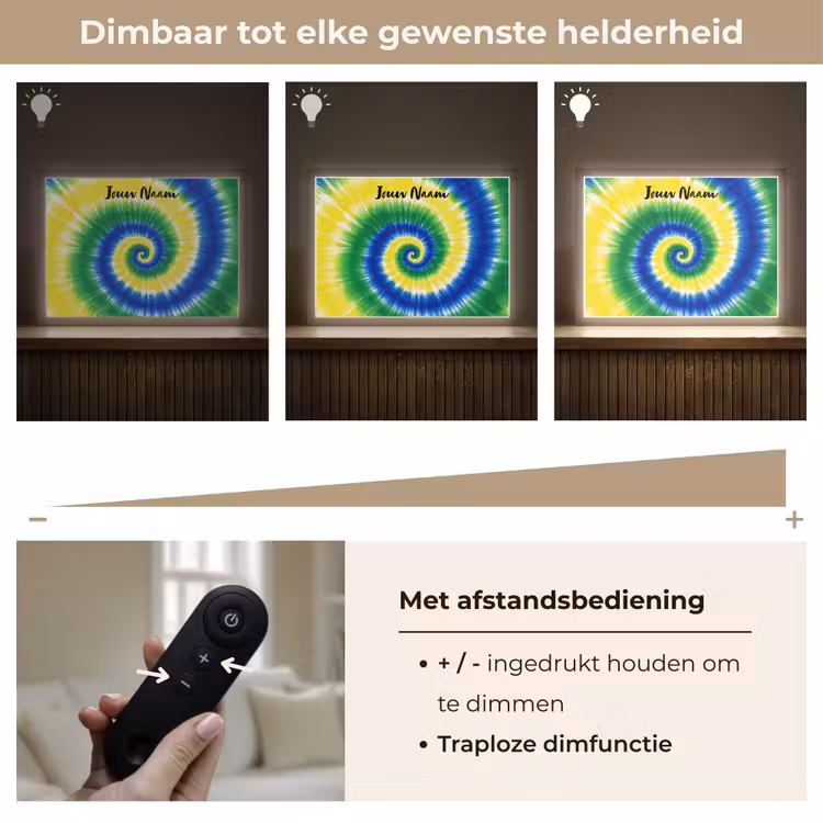 Tie Dye - Groen - Klassiek Light Box met batterij (Wandlamp kind) middel -USP_dimbaarNL