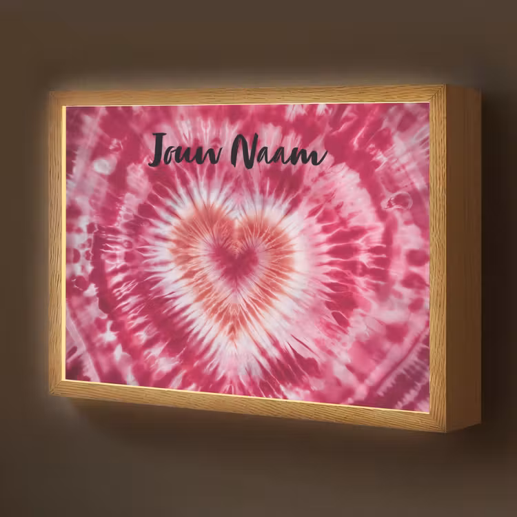 Tie Dye - Hartvorm - Roze Light Box met batterij (Wandlamp kind) middel -z3d_website