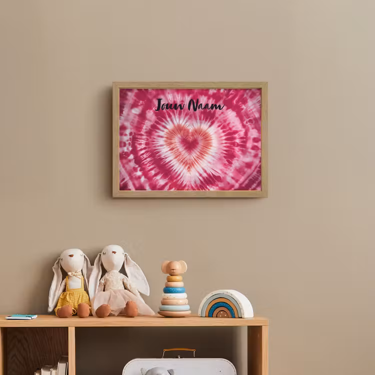Tie Dye - Hartvorm - Roze Light Box met batterij (Wandlamp kind) middel -sfeer2_kind