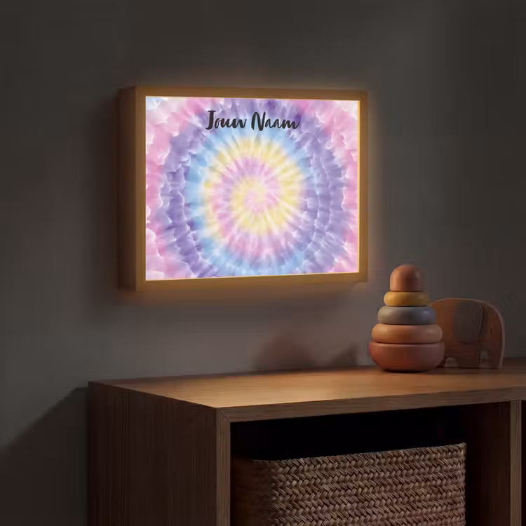 Tie Dye - Klassiek - Pasteltinten Light Box met batterij (Wandlamp kind) middel -sfeer5_kind