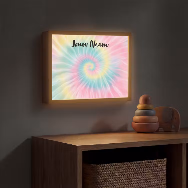 Tie Dye - Pasteltinten - Roze Light Box met batterij (Wandlamp kind) middel -sfeer5_kind