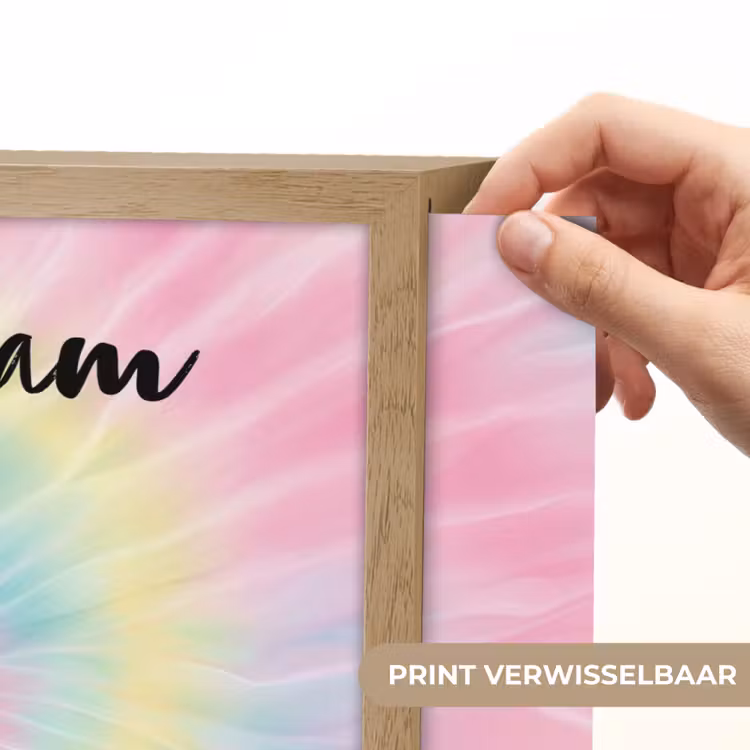 Tie Dye - Pasteltinten - Roze Light Box met batterij (Wandlamp kind) middel -USP_websiteprintNL